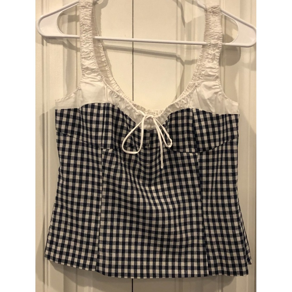 Elodie Nordstrom Women's S Navy Gingham Crop Top Tank Cottagecore Preppy